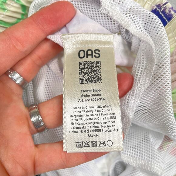 NEW OAS Flower Shop Swim Shorts Mens Size Large Floral Trunks Pockets Sweden - Picture 13 of 15